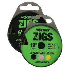 KORDA - Hotové náväzce Ready Zigs 8&#39; (180cm) vel.10 3 ks