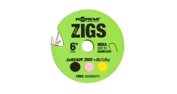 KORDA - Hotové náväzce Ready Zigs 8' (180cm) vel.10 3 ks