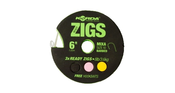 KORDA - Hotové náväzce Ready Zigs 8' (180cm) vel.10 3 ks