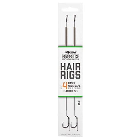 KORDA - Hotový náväzec Basix Hair rigs Wide Gape B 4 25 lb 2 ks bez protihrotu