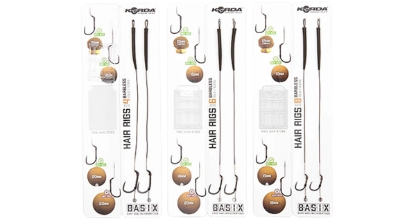 KORDA - Hotový náväzec Basix Hair rigs Wide Gape B 4 25 lb 2 ks bez protihrotu