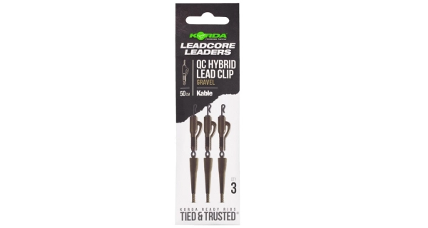 KORDA - Montáž Kabel Leadcore Leader Hybrid Lead Clip QC Swivel 50 cm Gravel