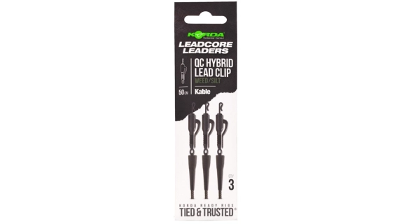 KORDA - Montáž Kabel Leadcore Leader Hybrid Lead Clip QC Swivel 50 cm Weed