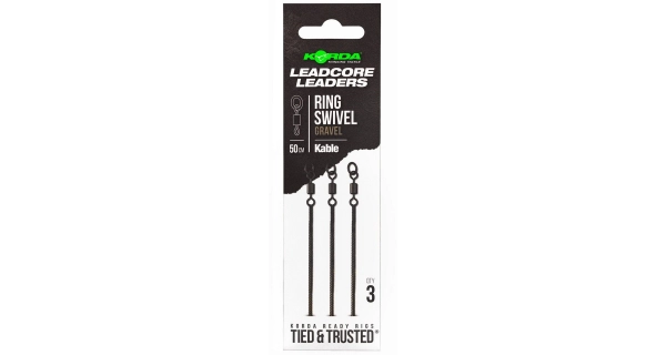 KORDA - Nadväzca Kable Leadcore Leader Ring Swivel 50 cm Gravel