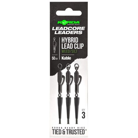 KORDA - Náväzec Kable Leadcore Leader Hybrid Lead Clip 50 cm Weed