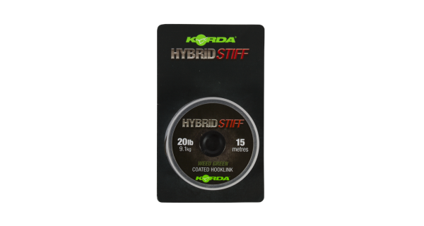 KORDA - Poťahovaná šnúra Hybrid Stiff 20 lb Weedy Green 15 m
