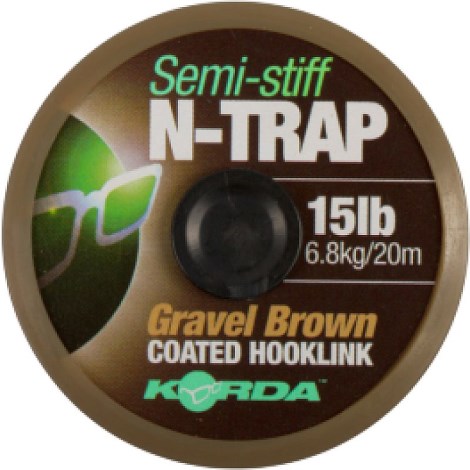 KORDA - Šnúrka poťahovaná N-Trap Semi Stiff 15 lb hnedá 20 m