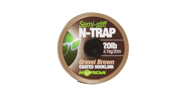 KORDA - Šnúrka poťahovaná N-Trap Semi Stiff 30 lb hnedá 20 m