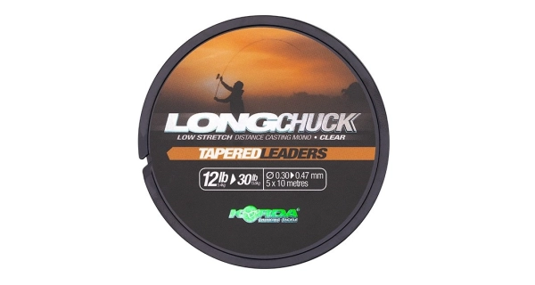 KORDA - Šokový vlasec LongChuck Tapered Leaders 0,30-0,47 mm 5x10 m Clear