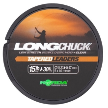 KORDA - Šokový vlasec LongChuck Tapered Leaders 0,33-0,47 mm 5x10 m Clear