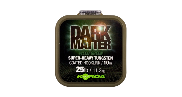 KORDA - Ťažká poťahovaná šnúrka Dark Matter Tungsten Coated Braid 25 lb 10 m zelená