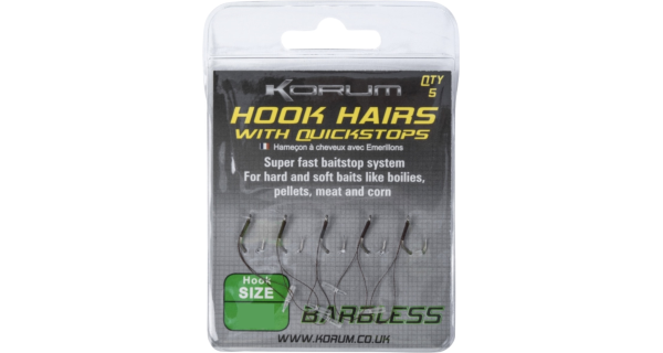 KORUM - Háčiky Hook Hairs With Quickstops Barbed veľ. 12 5 ks