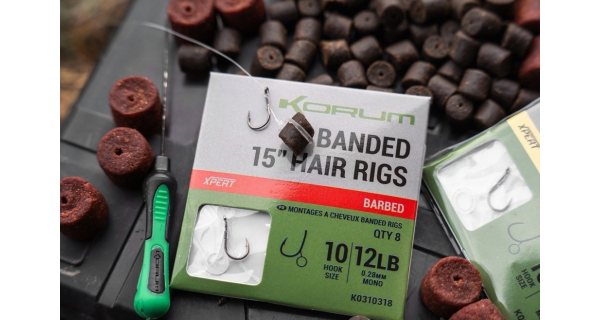 KORUM - Nadväzec Banded Hair Rigs Barbed 15" veľ. 14 8 ks