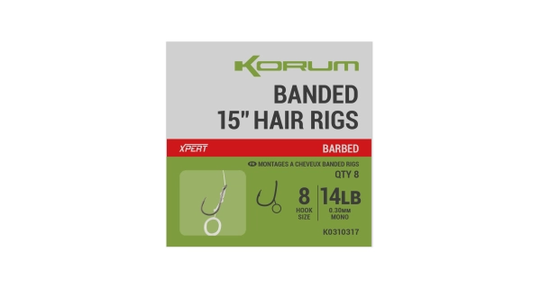 KORUM - Nadväzec Banded Hair Rigs Barbed 15" veľ. 8 8 ks