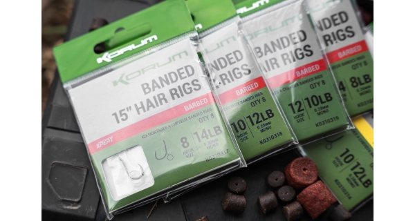 KORUM - Nadväzec Banded Hair Rigs Barbless 15" veľ. 10 8 ks