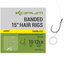KORUM - Nadväzec Banded Hair Rigs Barbless 15" veľ. 10 8 ks