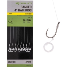 KORUM - Nadväzec Banded Hair Rigs Barbless 4" veľ. 10 8 ks