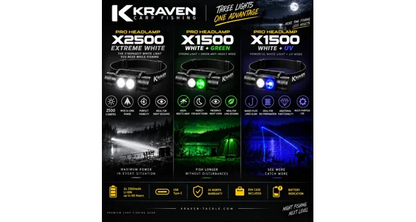 KRAVEN - Čelovka Pre Headlamp X1500 White + Green