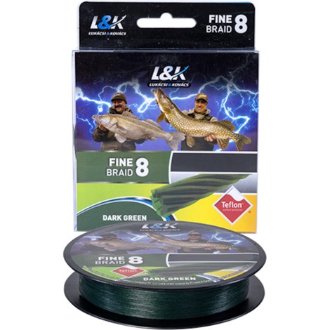 L&K - Pletená šnúra Fine Braid Zelená 0,25 mm 150 m 18,2 kg