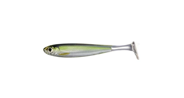 LIVETARGET - Gumová nástraha Slow-Roll Shiner Paddle Tail Swimbait 10 cm Silver Green 4 ks