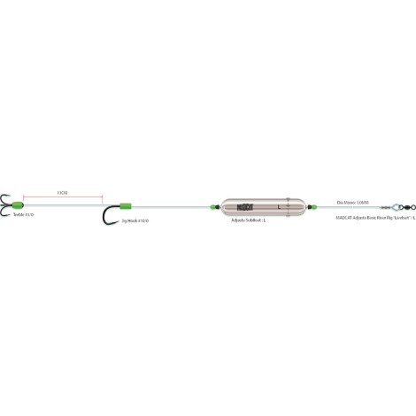 MADCAT - Hotový náväzec Adjusta Basic River Rig Livebait 160 cm veľ. L 1.0 mm 3/0 + 10/0 60 g