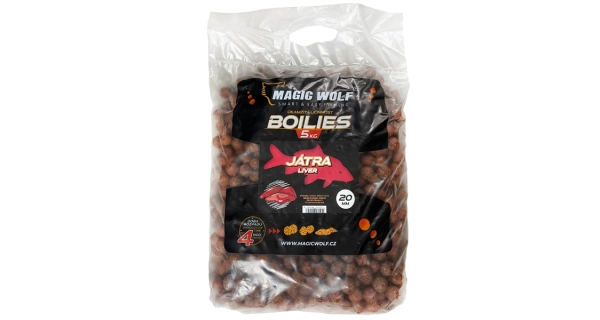 MAGIC WOLF - Kŕmne Boilie 5 kg 20 mm Pečeň