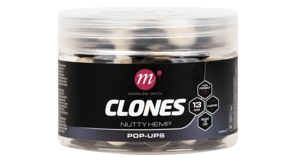 MAINLINE - Plávajúce boilies Clones Pop Ups Hemp 13 mm Konope