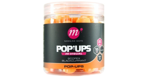 MAINLINE - Plávajúce boilies High Visual Pop-ups Scopex & Blackcurrant 15 mm