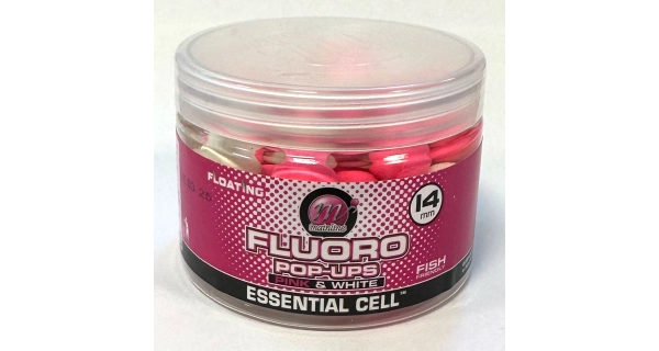 MAINLINE - Plávajúce boilies Pop-ups Pink & White Essential Cell 14 mm 150 ml