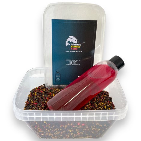 METHOD FEEDER FANS - Pellet Mix Set Fluo pelety 2 mm 500 g + 200 ml Fluo booster Krill