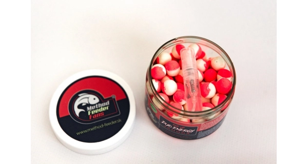 METHOD FEEDER FANS - Plávajúce Boilies Duo Energy Jahoda 12mm 150ml + Sprej Esencia 2ml