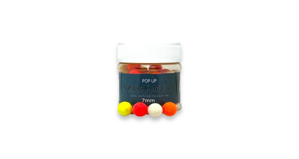 METHOD FEEDER FANS - Plávajúce Boilies Fluo Korenené Mäso 7 mm 50 ml