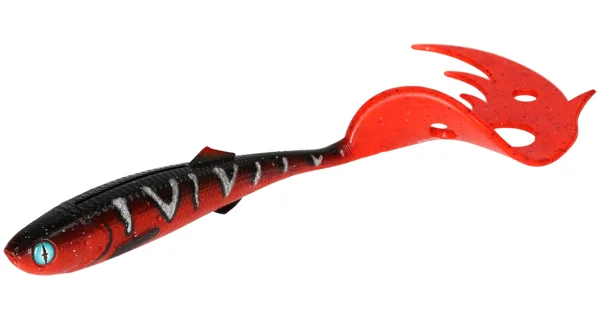 MIKADO - Gumová Nástraha Sicari Pike Tail 8,5 cm Red Tiger 4 ks