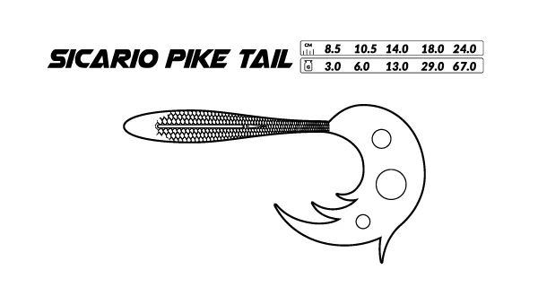 MIKADO - Gumová nástraha Sicario Pike Tail 8,5 cm Bloody Perch 4 ks
