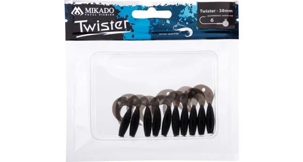 MIKADO - Gumová Nástraha Twister 3,8 cm Čierna 10 ks