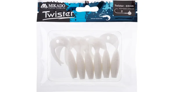 MIKADO - Gumová Nástraha Twister 6,4 cm Biela 6 ks