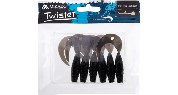 MIKADO - Gumová Nástraha Twister 6,4 cm Čierna 6 ks