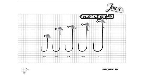MIKADO - Jigové hlavičky Jaws Stinger Eye 20 g veľ. 10/0 BN 3 ks