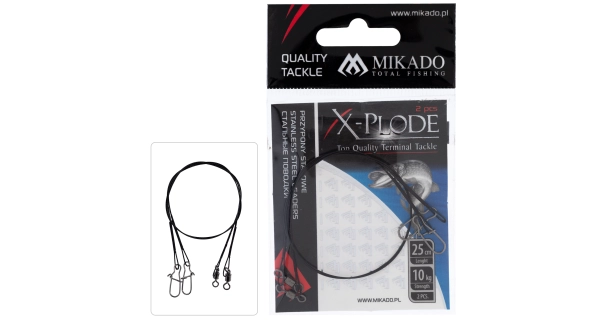 MIKADO - Oceľové lanko s obratlíkom guľovým 25 cm 10 kg 2 ks