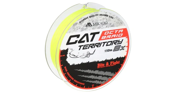 MIKADO - Pletená Šnúra cat Territory Octa Braid 300 m 0,70 mm 76,4 kg Fluo Žltá 1 Cievka