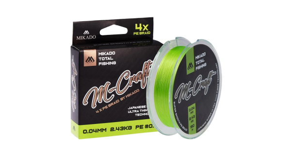 MIKADO - Pletená šnúra M-Craft Braid 0,04 mm 2,43 kg 150 m Fluo Zelená