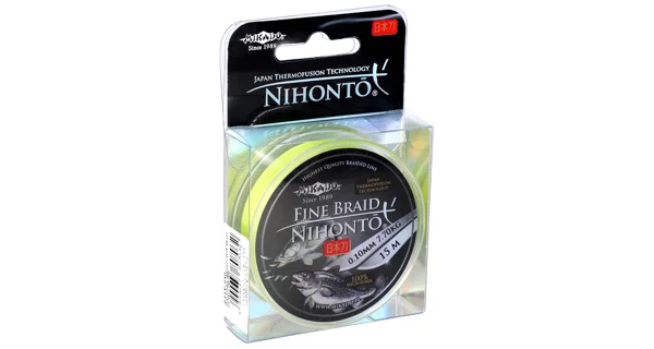 MIKADO - Pletená Šnúra Nihonto Fine Braid Fluo Žltá 15 m 0,23 mm/20,2 kg