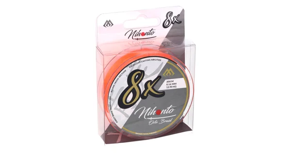 MIKADO - Pletená Šnúra Nihonto Octa Braid 300 m 0,4 mm 39,8 kg Fluo Oranžová 1 Cievka
