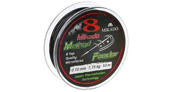 MIKADO - pletená šnúra - octu method feeder - 0.14mm/10.15kg/10m - čierna - 1 cievka