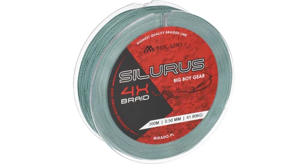 MIKADO - Pletená šnúra Silurus 4 X Braid Zelená 0,45 mm 300 m