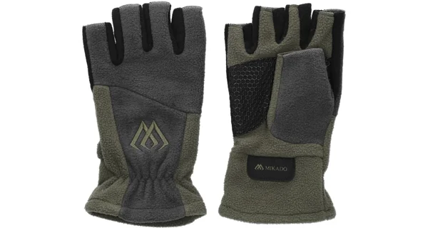 MIKADO - Rukavice Fleece Half Finger Green veľ. L