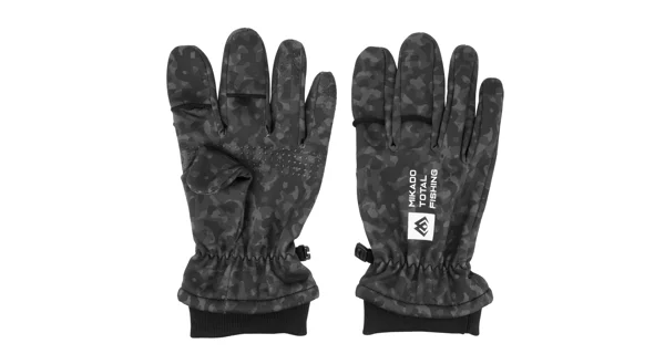 MIKADO - Rybárske rukavice Softshell Black Camo veľ. XL