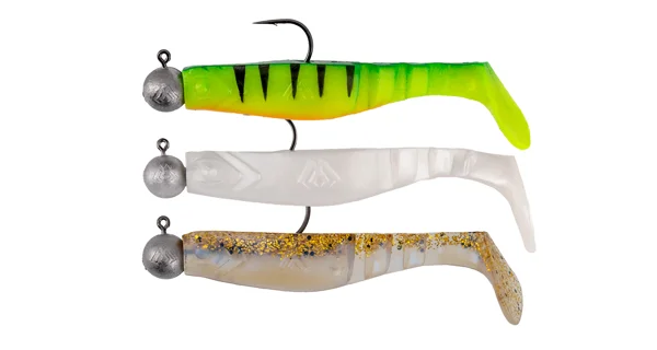 MIKADO - Set gumových nástrah s nastraženým jigom Fishunter 8 cm Mix 4 ks