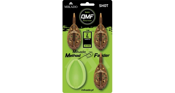MIKADO - Set kŕmidiel s formičkou Method Feeder Shot QMF Set veľ. L 60 g 3 ks
