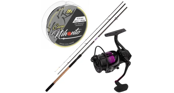 MIKADO - Set UV II prút Medium Feeder 3,45 m, Navijak UV2 Feeder 4007, silón 0,22 mm